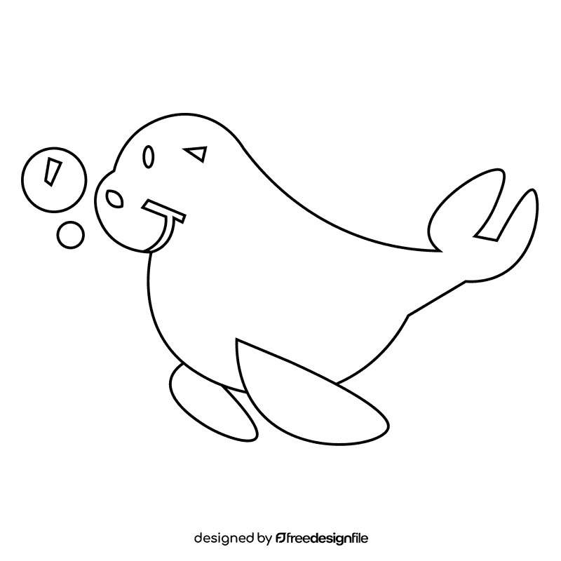 Manatee side black and white clipart