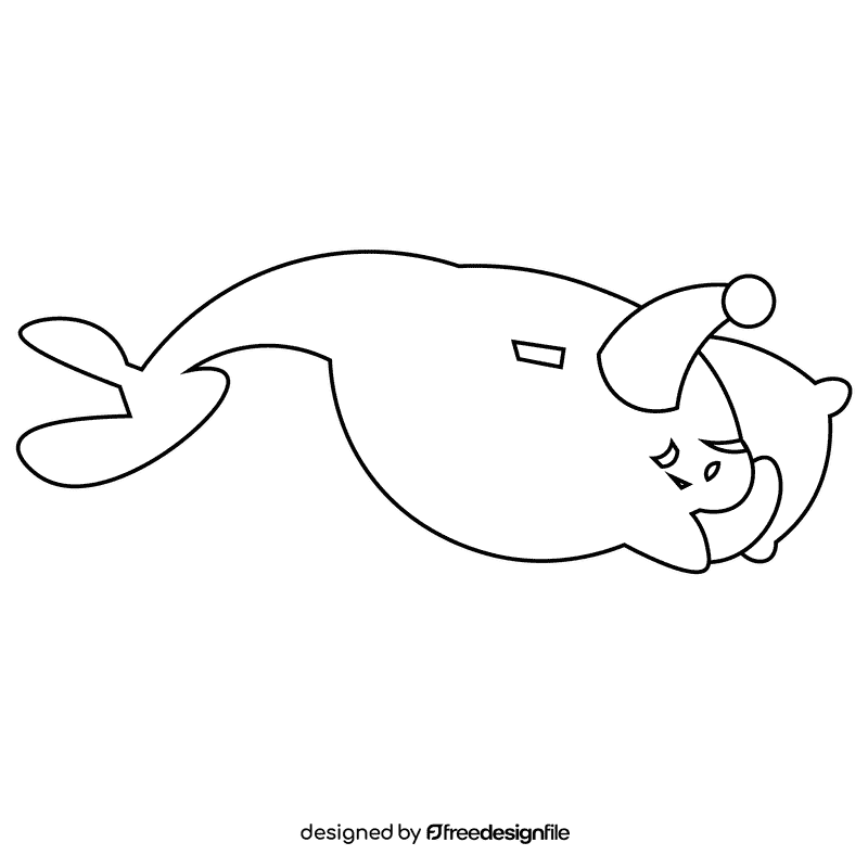 Manatee sleeping black and white clipart