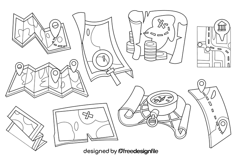 Map black and white vector