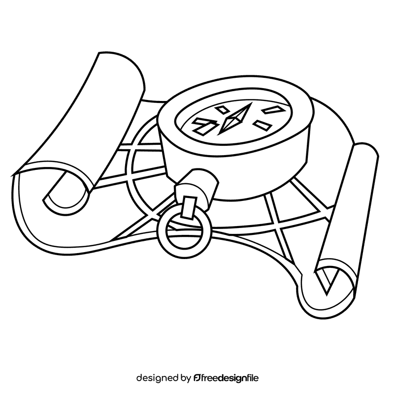Map compass black and white clipart