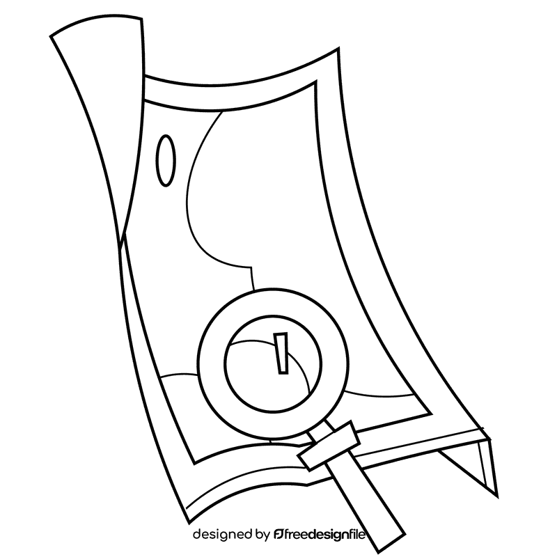 Map loupe black and white clipart