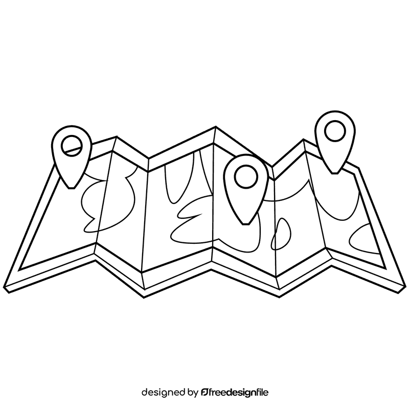 Map points black and white clipart