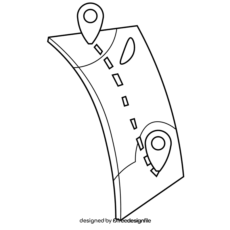 Map points black and white clipart