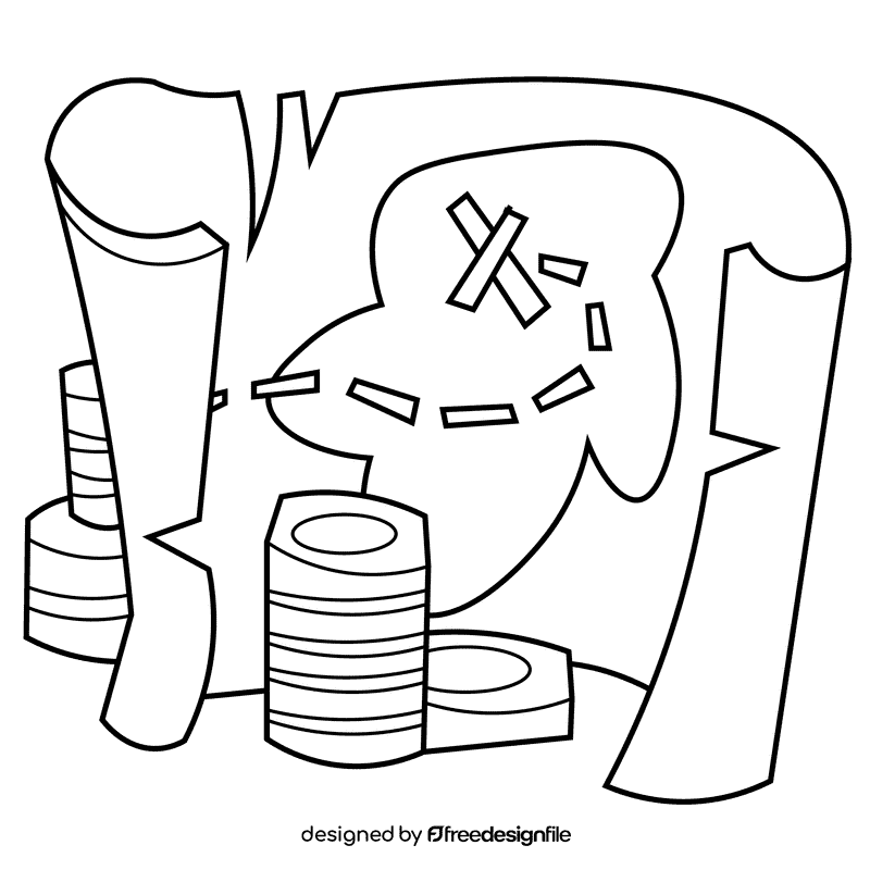 Map treasure black and white clipart