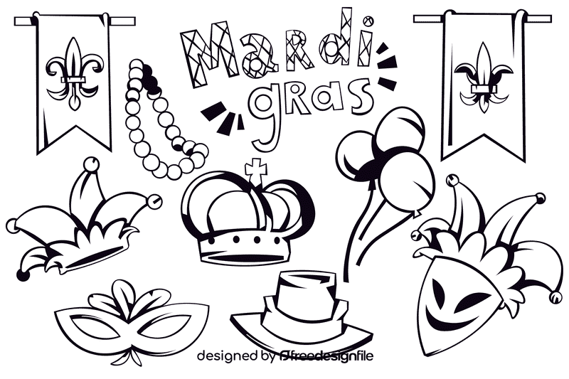 Mardi gras black and white vector