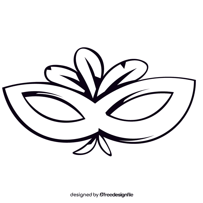 Mardi gras feathered mask black and white clipart