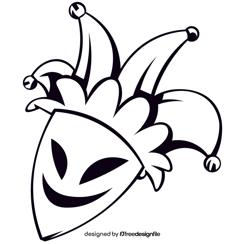 Mardi gras jester mask black and white clipart