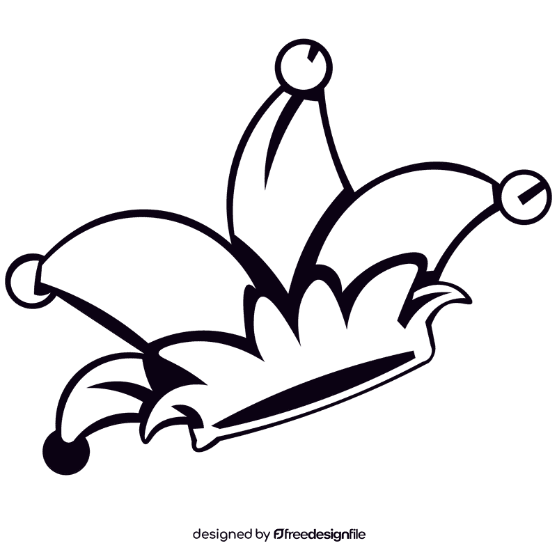 Mardi gras jokerhat black and white clipart