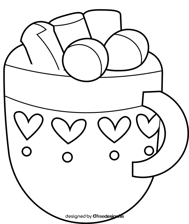 Marshmallow cup black and white clipart