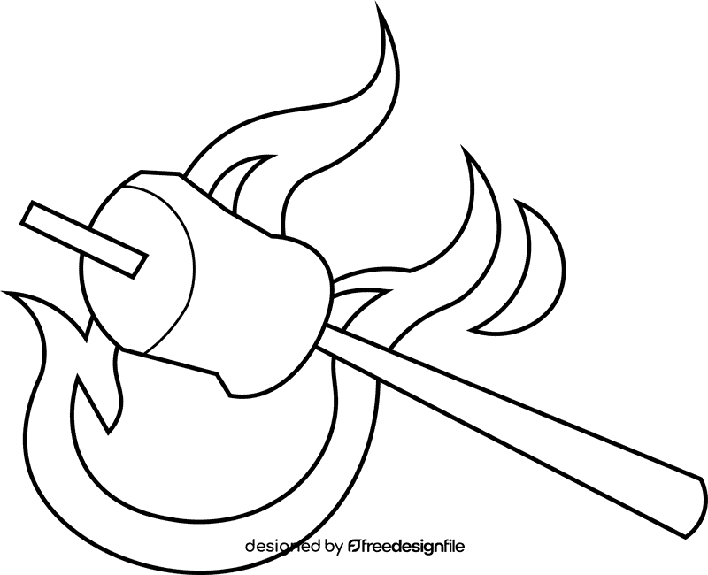 Marshmallow fire black and white clipart