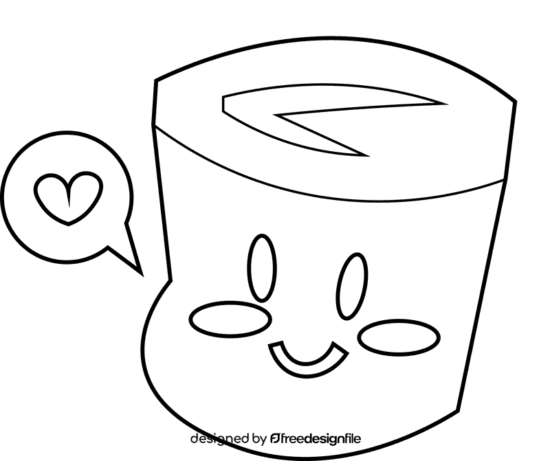 Marshmallow kawaii black and white clipart
