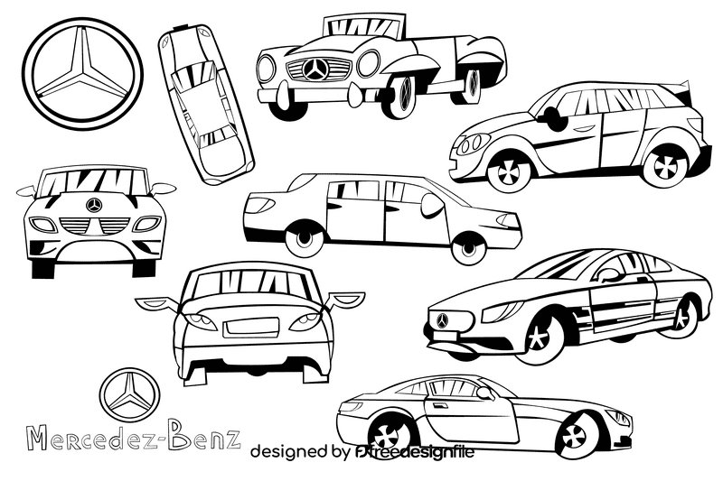 Mercedes benz black and white vector