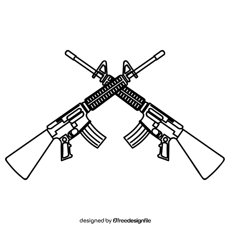 Crossed guns black and white clipart