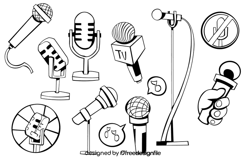 Microphone black and white vector