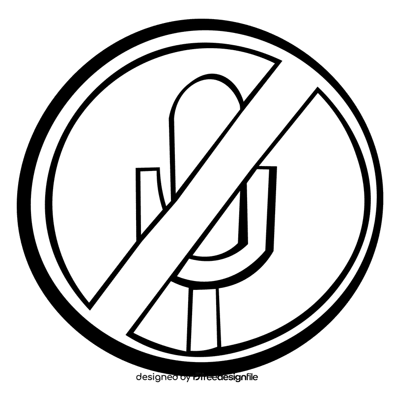 Microphone ban black and white clipart