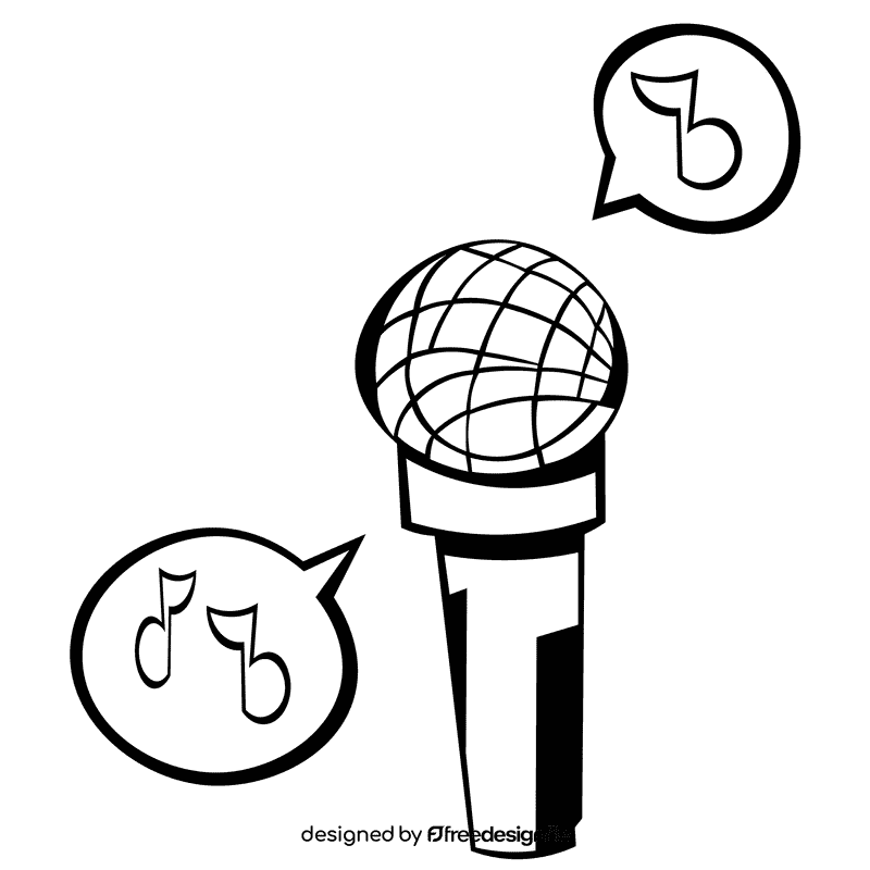 Microphone sound black and white clipart