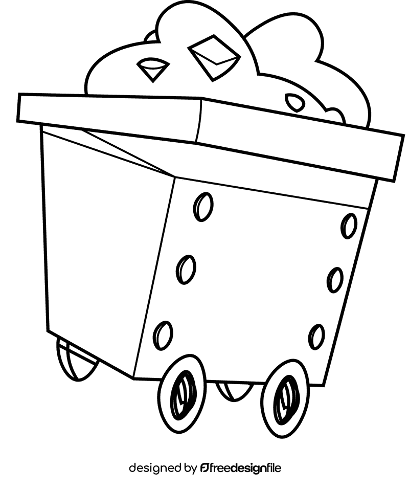 Mining mine cart black and white clipart