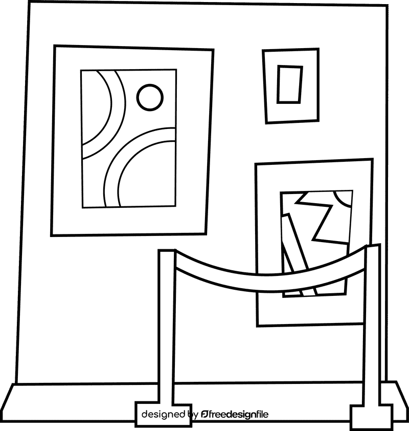 Museum pictures black and white clipart