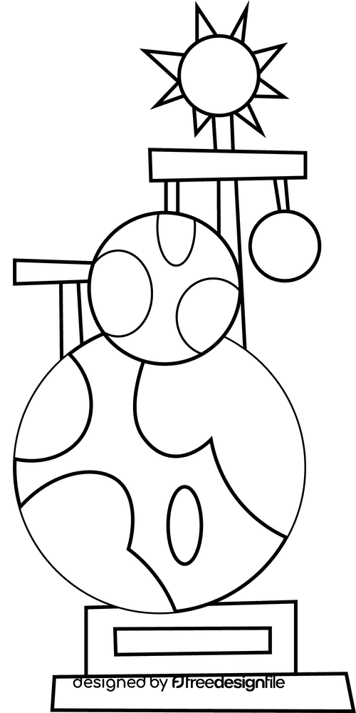 Museum sun black and white clipart