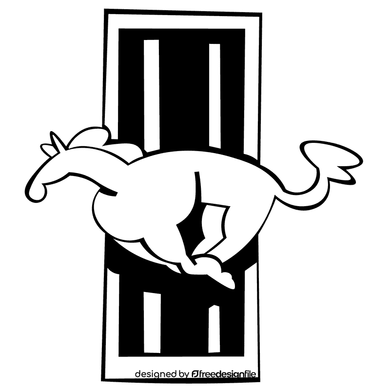 Mustang logo black and white clipart