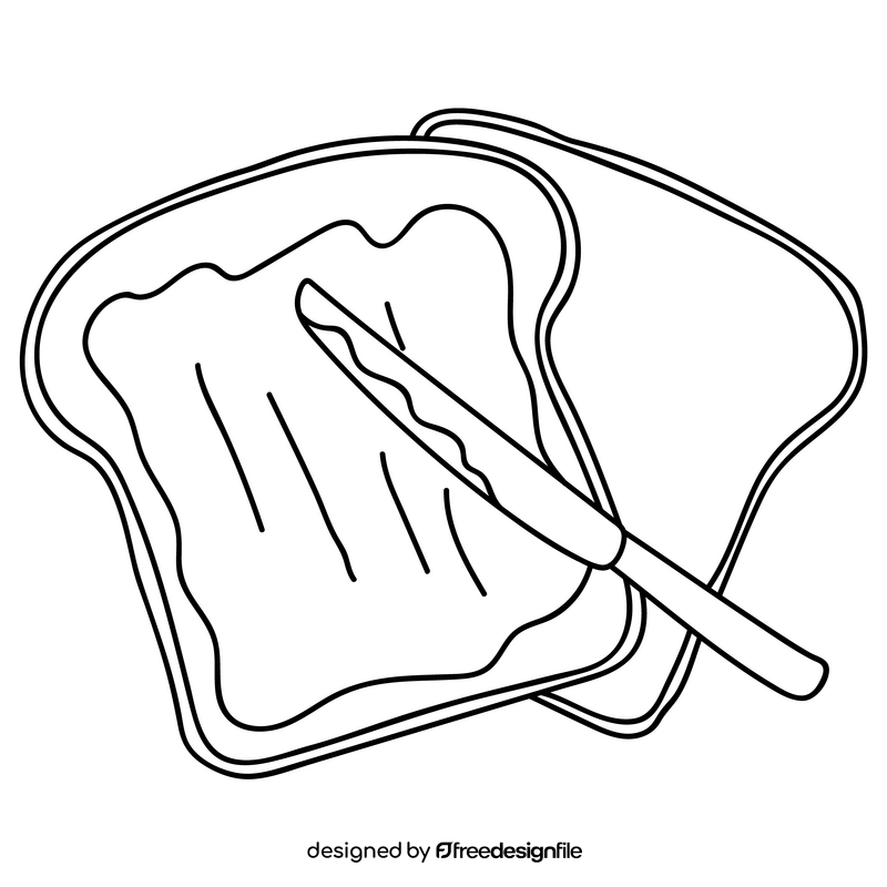 Wheat bread and butter drawing black and white clipart
