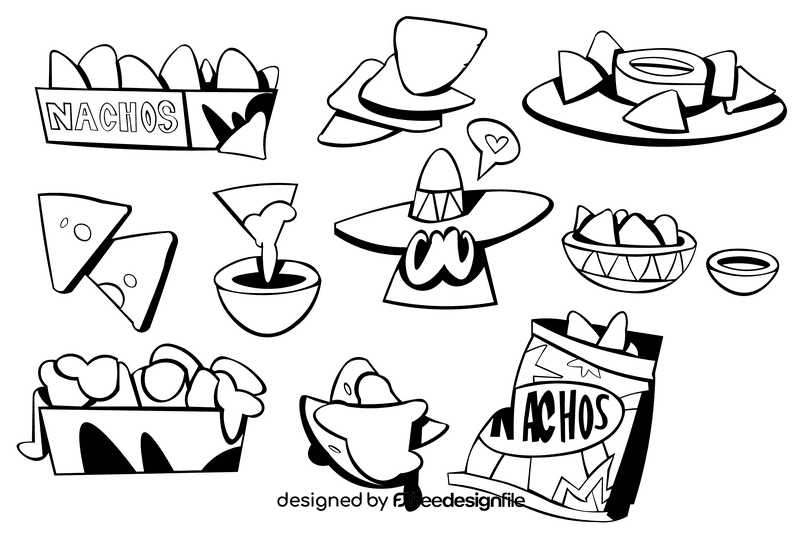Nachos black and white vector