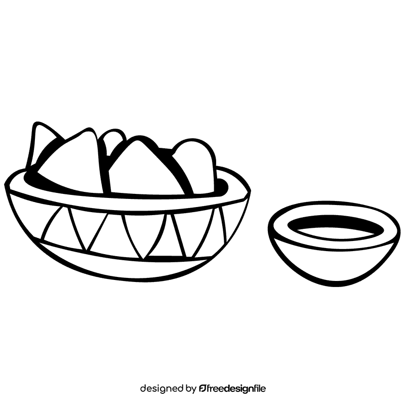 Nachos chips plate black and white clipart