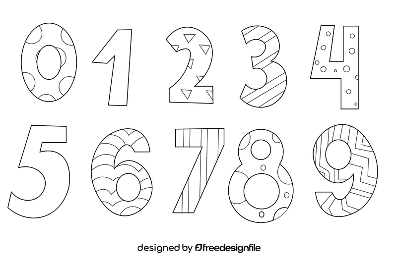 Numbers black and white vector