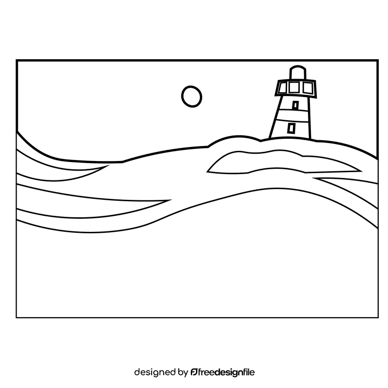 Ocean beacon black and white clipart
