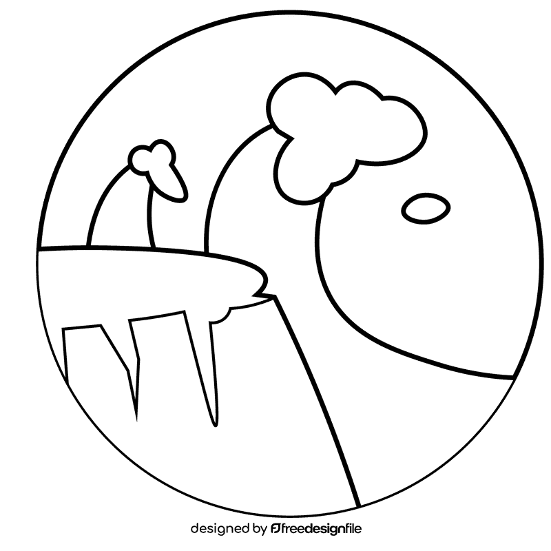 Ocean rock black and white clipart