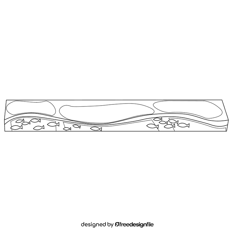 Ocean water black and white clipart