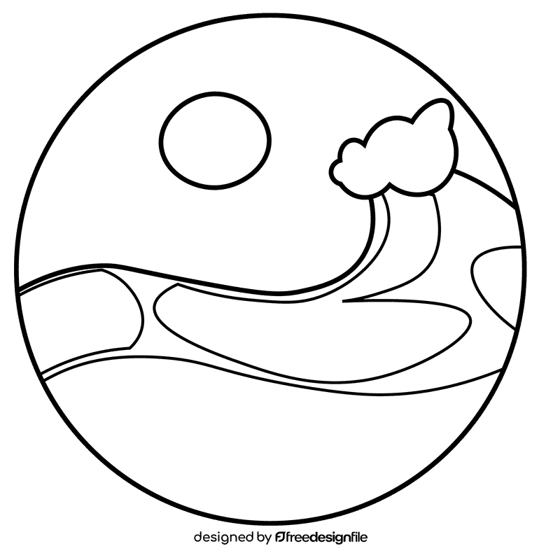 Ocean wave black and white clipart