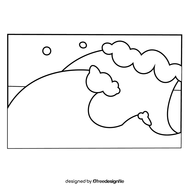 Ocean waves black and white clipart