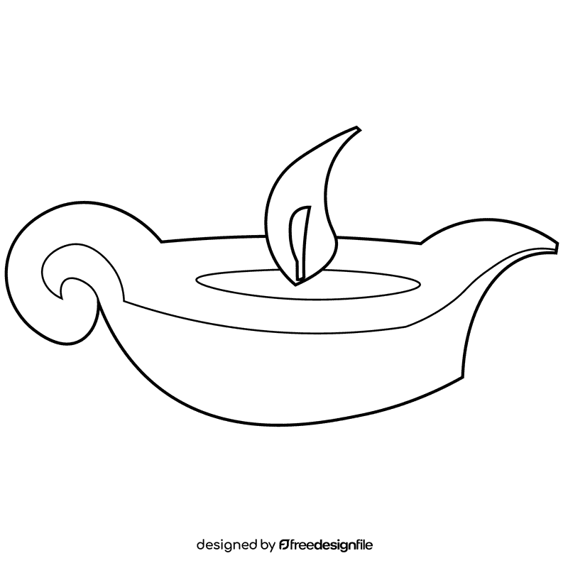 Oil lamp small black and white clipart