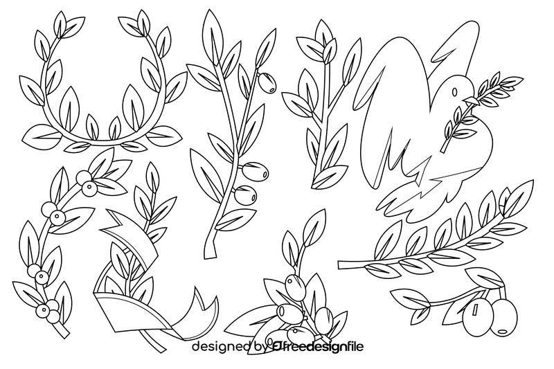 Olive branch black and white vector