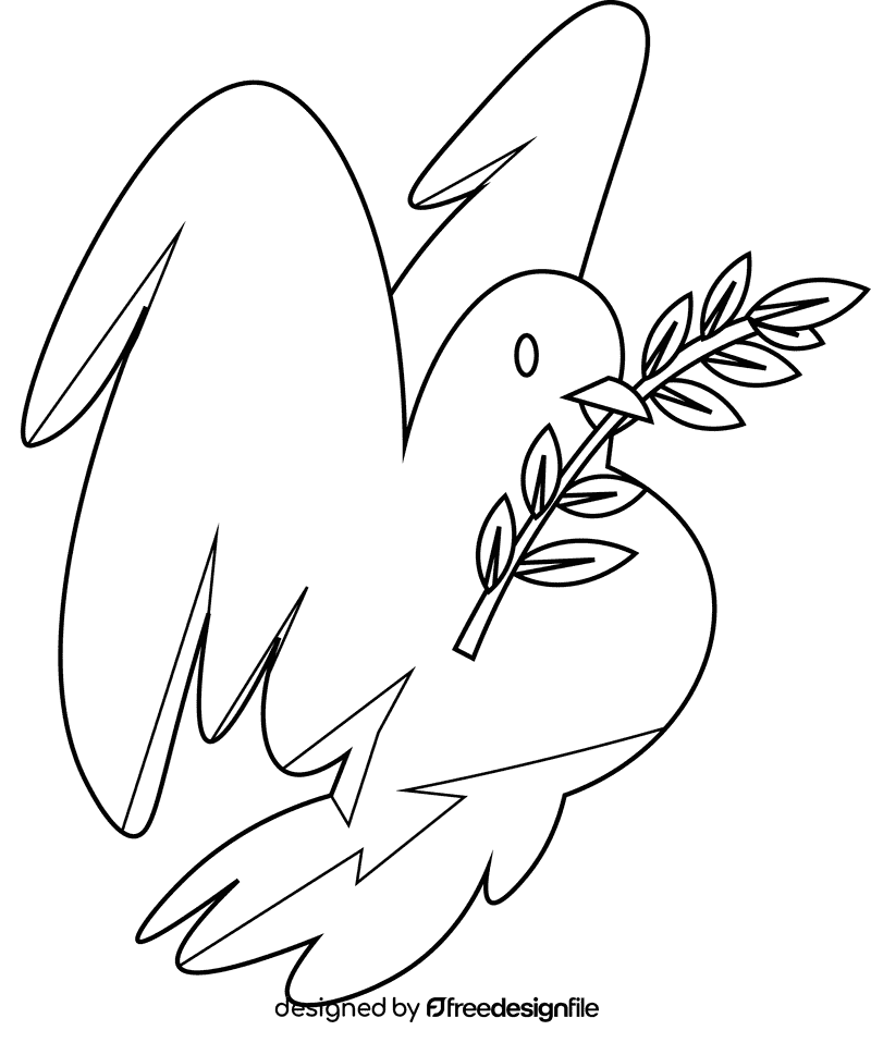 Olive branch dove black and white clipart