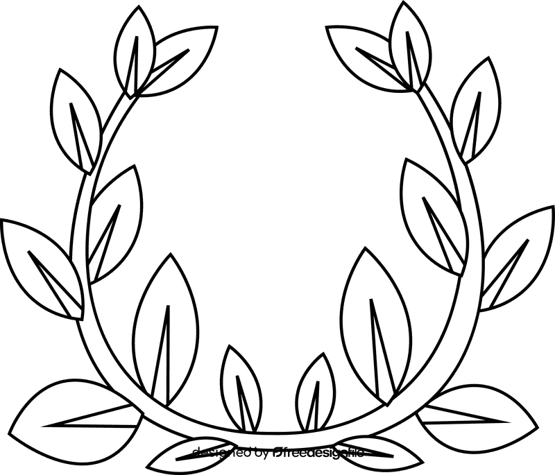 Olive branch head black and white clipart