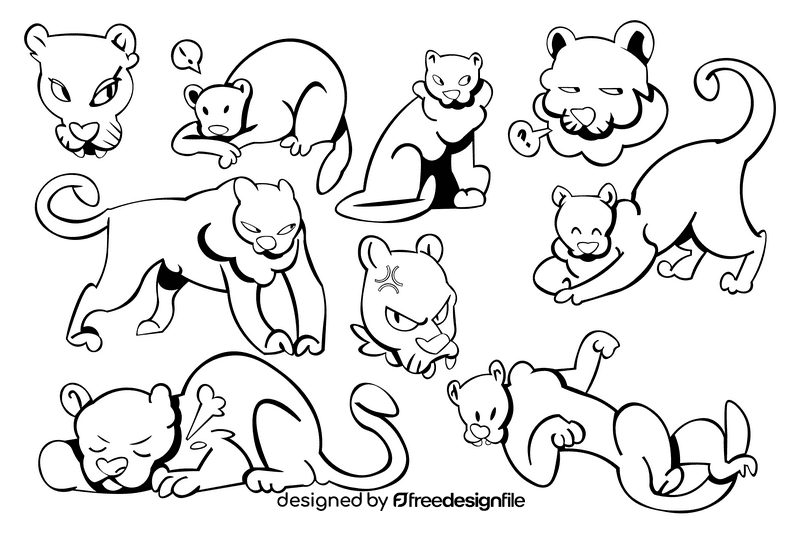 Panther black and white vector