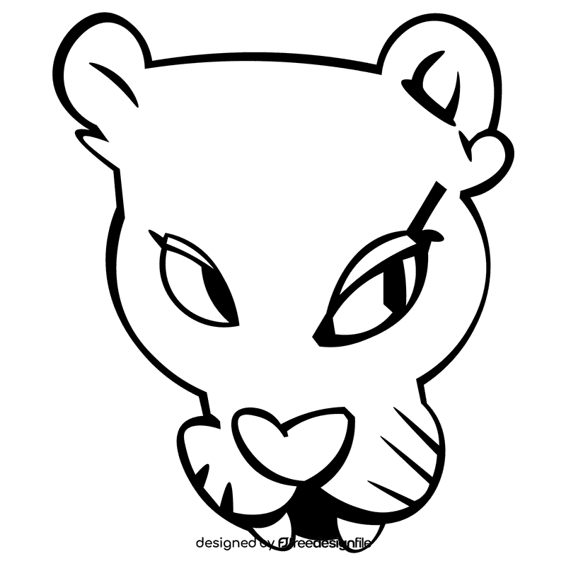 Panther head black and white clipart