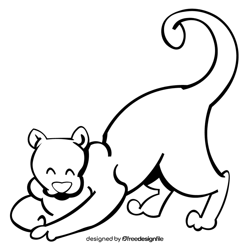 Panther playfull black and white clipart