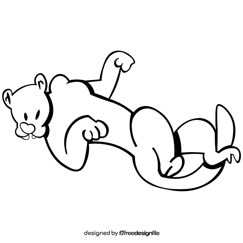 Panther playfull black and white clipart
