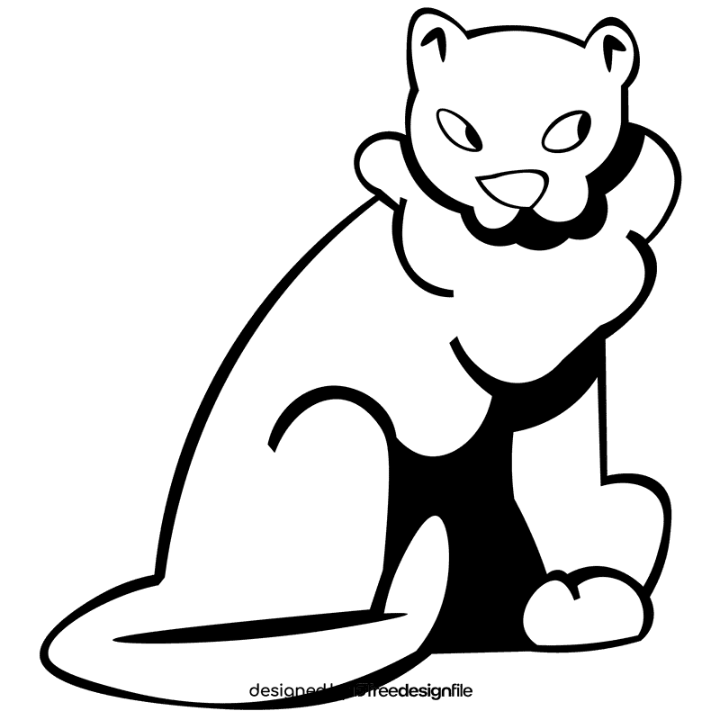 Panther sitting black and white clipart
