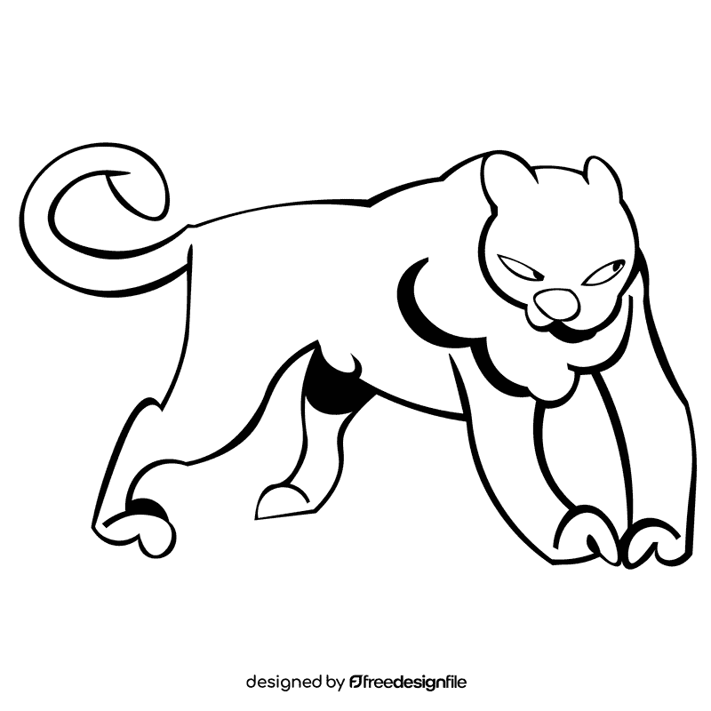Panther stand black and white clipart