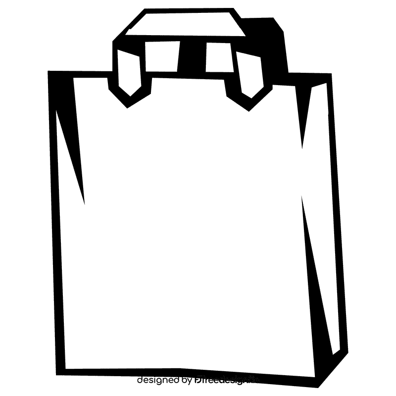 Paper bag handles black and white clipart