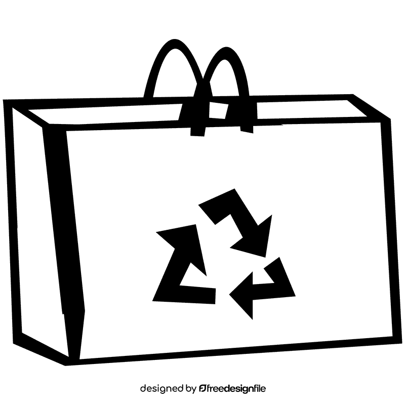 Paper bag recycling black and white clipart