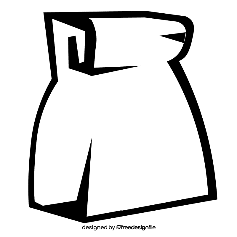 Paper bag rolled black and white clipart