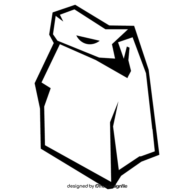 Paper bag rolled black and white clipart
