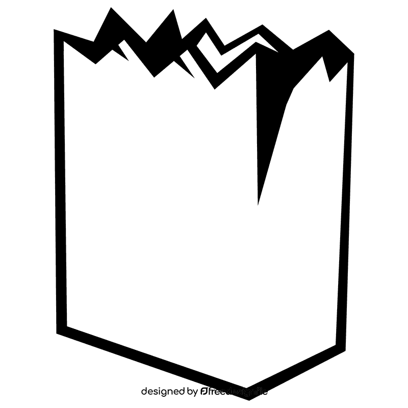 Paper bag zig zag black and white clipart