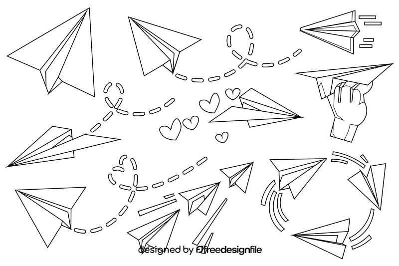 Paper plane black and white vector