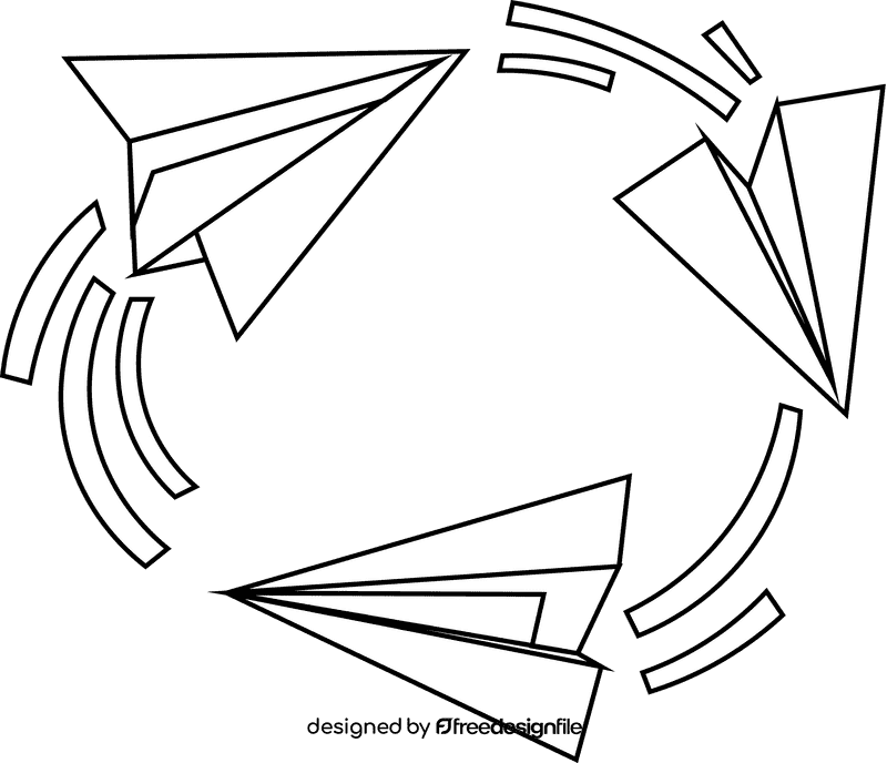 Paper plane circle black and white clipart